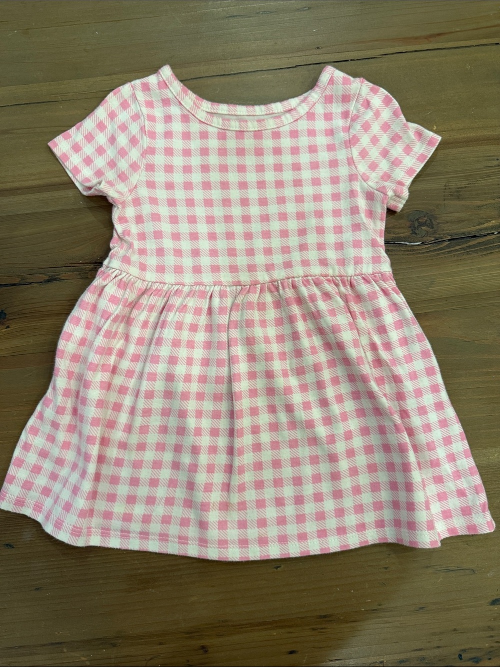 Cat & Jack Pink and White Gingham Short Sleeve Dress